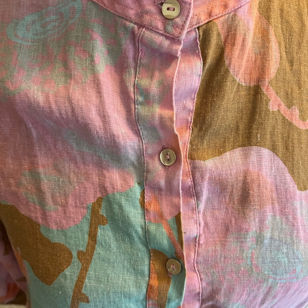 Like New LANHTROPY BUBBLE LINEN SHIRT - AQUARELA Linen Size XS - Picture 4 of 9